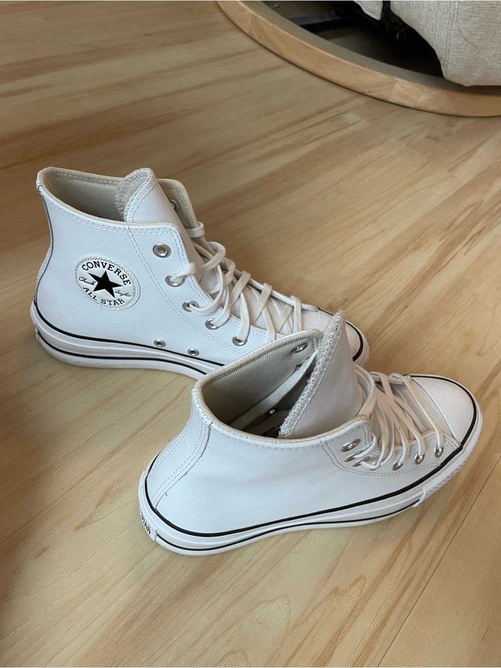 Converse White Leather High Top Platform Sneakers for Women